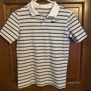 Nike Black and White Striped Polo